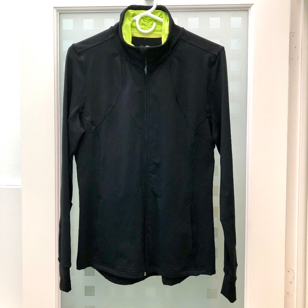 🎉HP🎉 MPG Black DayGlo Green Ruched Collar Reflective Slim Fit Athletic Jacket